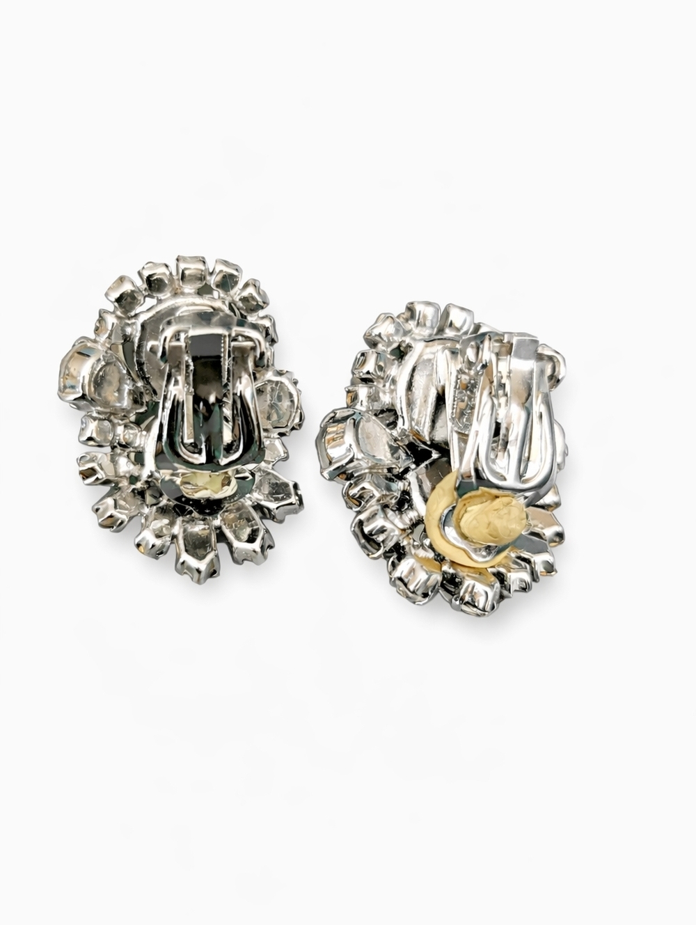 EUC Vintage Christian Dior Germany Clip-On Earrings Faux Pearl & Crystal Cluster - Picture 3 of 6